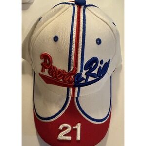 Puerto Rico 21 City Hunter Red Blue White Baseball Strapback‎ Cap Hat